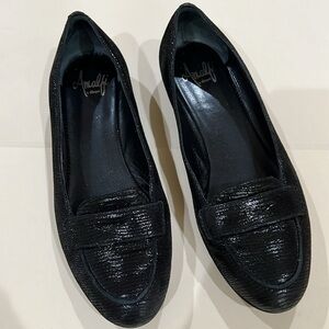 EUC AMALFI by Rangoni Metallic Suede Penny Loafers Sz. 7 1/2